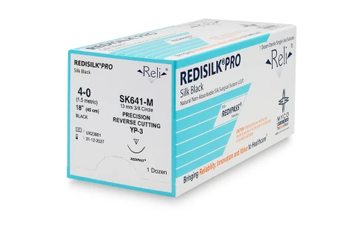 MYCO RELI® PRO SUTURE - Suture, 4-0, Redisilk, Black, Braided, 18", YP-3, 12/bx (US Only)