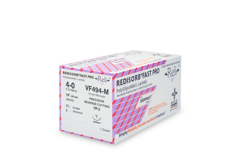 MYCO RELI® PRO SUTURE - Suture, 4-0, Redisorb, Fast, Undyed, Braided, 18", YP-3, 12/bx (US Only)