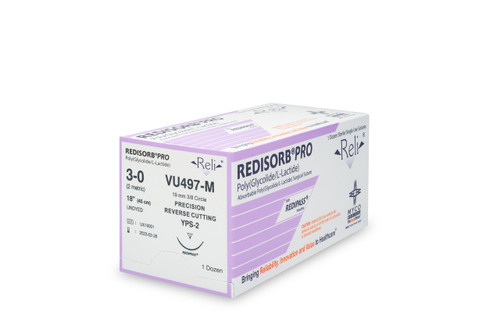 MYCO RELI® PRO SUTURE - Suture, 3-0, Redisorb, Undyed, Braided, 18", YPS-2, 12/bx (US Only)