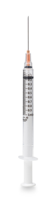 MYCO RELI® WEALY® SAFETY SYRINGES - Safety Syringe with Needle, 1 mL, 25G x 1.0", Sterile, Orange, 100/bx (Rx) (HAZMAT Fees Apply, cannot ship via Air or to AK, GU, HI, MP, PR, VI) (Available for Sale in US & Canada)