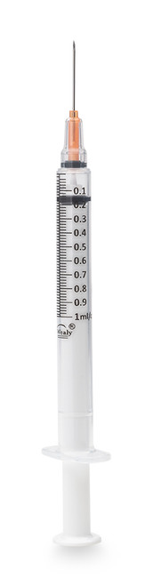 MYCO RELI® WEALY® SAFETY SYRINGES - Safety Syringe with Needle, 1 mL, 25G x 5/8", Sterile, Orange, 100/bx (Rx) (HAZMAT Fees Apply, cannot ship via Air or to AK, GU, HI, MP, PR, VI) (Available for Sale in US & Canada)