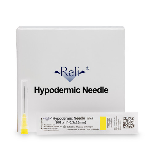 MYCO RELI® CONVENTIONAL HYPODERMIC NEEDLES - Hypodermic Needle Only, 30G x 1", Regular Wall, Regular Bevel, 100/bx (US Only)