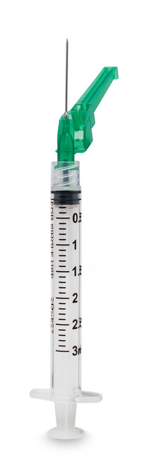 MYCO RELI® SAFETY HYPODERMIC NEEDLE W/ATTACHED SYRINGE - Safety Hypodermic Needle with 3mL Syringe, 21G x 1-1/2", Low Dead Space, 100/bx (US Only)