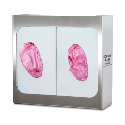 MARKETLAB BOWMAN DOUBLE GLOVE DISPENSERS - Glove Box Dispenser, Holds Two Boxes of Gloves, Two-Way Keyholes For Vertical or Horizontal Wall Mounting, Stainless Steel, 10 9/16"W x 10 1/16"H x 3 13/16"D (Made in USA)