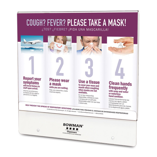 MARKETLAB BOWMAN ACCESSORIES - Sign Holder, Horizontal, Holds 11"W x 8½"H Signs, Hardware Included for Mounting to Respiratory Hygiene Stations, Clear PETG Plastic (Made in USA)