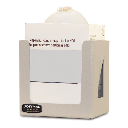 MARKETLAB BOWMAN FACE MASK DISPENSERS - Face Mask Dispenser, Cone, Holds Variety of Boxed Cone Style Face Masks, Keyholes For Wall Mounting, Quartz