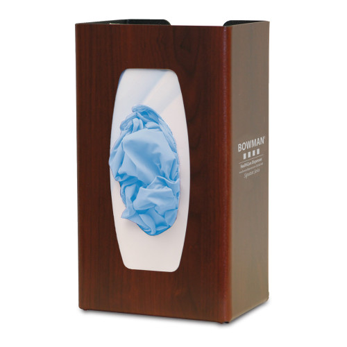 MARKETLAB BOWMAN GLOVE BOX DISPENSERS - Glove Box Dispenser, Single Bin, Holds One Box of Gloves, Three-Way Keyholes For Vertical or Horizontal Wall Mounting, Cherry Fauxwood ABS Plastic