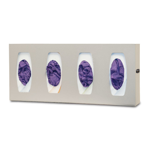 MARKETLAB BOWMAN GLOVE BOX DISPENSERS - Glove Box Dispenser, Quad with Dividers, Holds 4 Boxes of Gloves, Three-Way Keyholes For Vertical or Horizontal Wall Mounting, Quartz ABS Plastic