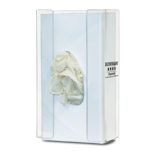 MARKETLAB BOWMAN GLOVE BOX DISPENSERS - Glove Box Dispenser, Single, Narrow, Holds One Thin Box of Gloves, Three-Way Keyholes For Vertical or Horizontal Wall Mounting, Clear PETG Plastic