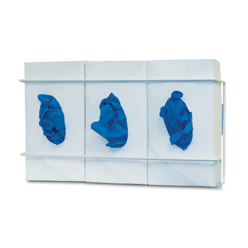 MARKETLAB BOWMAN GLOVE BOX DISPENSERS - Glove Box Dispenser, Triple, Holds Three Boxes of Gloves, Screw Holes For Wall Mounting, White Coated Wire, 16.32"W x 8.16"H x 3.75"D, 2/pk (pk=ea)