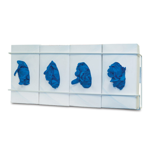 MARKETLAB BOWMAN GLOVE BOX DISPENSERS - Glove Box Dispenser, Quad, Holds Four Boxes of Gloves, Screw Holes For Wall Mounting, White Coated Wire, 21.67"W x 8.16"H x 3.75"D, 2/pk (pk=ea)