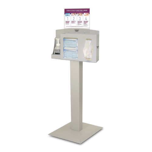 MARKETLAB BOWMAN RESPIRATORY HYGIENE STATION - Respiratory Hygiene Bundle Station 102, Includes: Respiratory Hygiene Station RS001-0512, Kiosk Stand KS010-0412, and Sign Holder MP-075