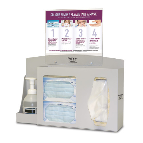 MARKETLAB BOWMAN RESPIRATORY HYGIENE STATION - Respiratory Hygiene Bundle Station 202, Includes: Respiratory Hygiene Station RS001-0512 and Sign Holder MP-075