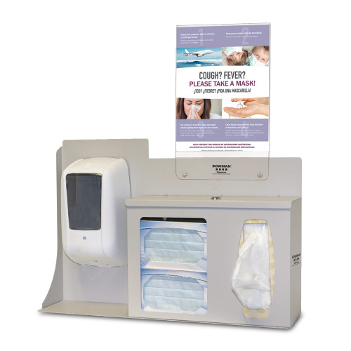 MARKETLAB BOWMAN RESPIRATORY HYGIENE STATION - Respiratory Hygiene Bundle Station 205, Includes: Respiratory Hygiene Station RS005-0512 and Sign Holder MP-070