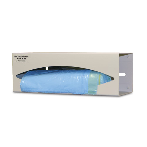 MARKETLAB BOWMAN BAG DISPENSERS - Bag Dispenser, Single, Holds Single Roll of Bags Up To 9.50" Long And 03.40," Two-Way Keyholes For Vertical Or Horizontal Wall mounting. Quartz Beige Powder-Coated Aluminum. 10.05"W x 3.50"H x 3.88"D