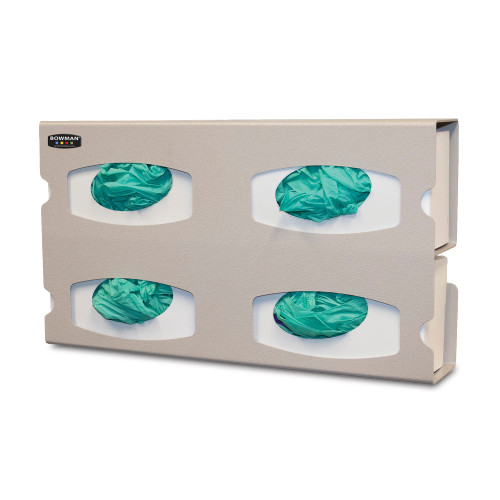 MARKETLAB BOWMAN GLOVE BOX DISPENSERS - Glove Box Dispenser, Quad (Holds four boxes of gloves), Side load from right or left, Keyholes for wall mounting, Quartz Beige, ABS Plastic, 20.10”(W)x11.30”(H)x3.95”(D) (Made in the USA)