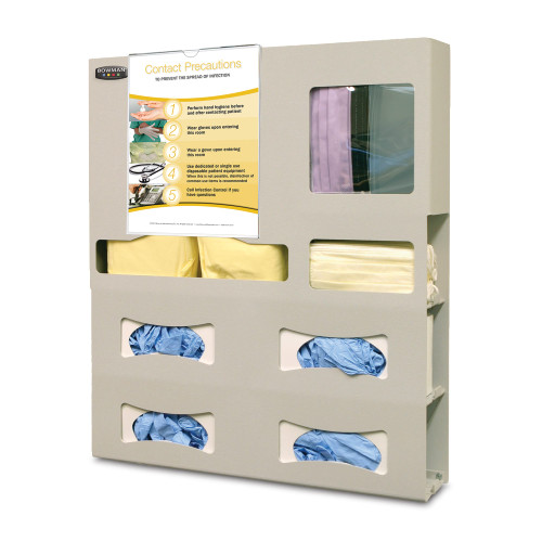 MARKETLAB BOWMAN PROTECTION ORGANIZER - Protection System Isolation Bundle, Includes: Quad Glove, 4" (PS412-0212) and Clip-On Sign Holder (MP-047), Quartz Beige, ABS Plastic (Made in USA)