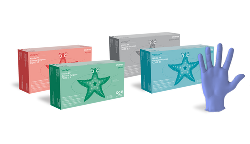 Glove, General Purpose, Nitrile, Poly Coated, Textured, Powder-Free (PF), X-Large, Lavender Blue (STARFISH)