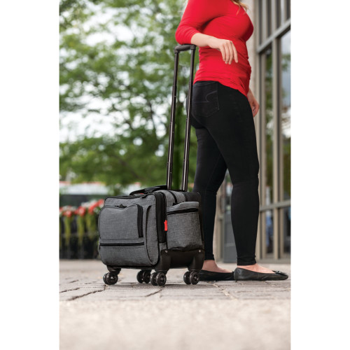 MARKETLAB BACKPACKS & MED BAGS - Hopkins 4-Wheel Antimicrobial Rolling Med Bag, Heather Gray