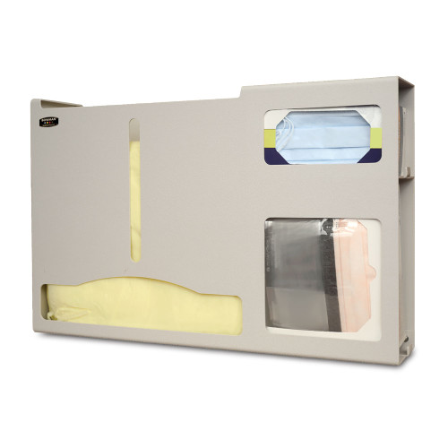MARKETLAB BOWMAN PROTECTION ORGANIZER - Protection Organizer, Gloveless, Holds Variety of Gowns, One Box of Face Masks & One Box of Face Shields, Keyholes For Wall Mounting or Floor Stand Mounting, Door Hanger Cut-Out, Quartz ABS Plastic, 23 3/8"W x 