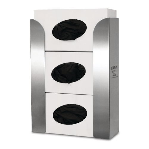 MARKETLAB BOWMAN GLOVE BOX DISPENSERS - Glove Box Dispenser, Triple, Holds Three Boxes of Gloves (Glove boxes no larger than 5.50?W x 10.00?H x 3.75?D (14.0 cm x 25.4 cm x 9.5 cm); Glove boxes no smaller than 4.50?W x 9.00?H x 2.75?D (11.4 cm x 22.9 