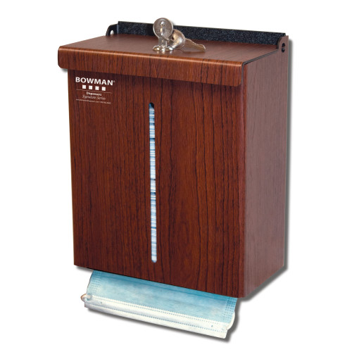 MARKETLAB BOWMAN FACE MASK DISPENSERS - Face Mask Dispenser - Locking: This dispenser holds two - three boxes of earloop masks in bulk, It features a locking lid with a pivot hinge, Designed as a top loading, bottom dispensing product, it reduces the
