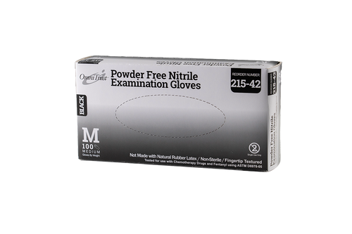 OMNI INTERNATIONAL OMNITRUST™ NITRILE POWDER FREE EXAMINATION GLOVE Exam Glove, Nitrile, 5.0g, Medium, Power Free (PF), Black, 100/bx, 10bx/cs