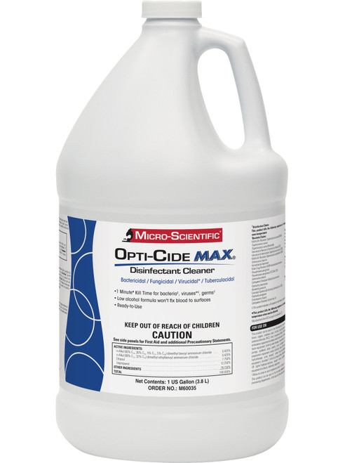 MICRO-SCIENTIFIC OPTI-CIDE® MAX DISINFECTANT CLEANER - Opti-Cide® Max Disinfectant Cleaner, 1 Gallon, 4/cs (US Only) (36 cs/plt) (HAZMAT Fees Apply, cannot ship via Air or to AK, GU, HI, MP, PR, VI)