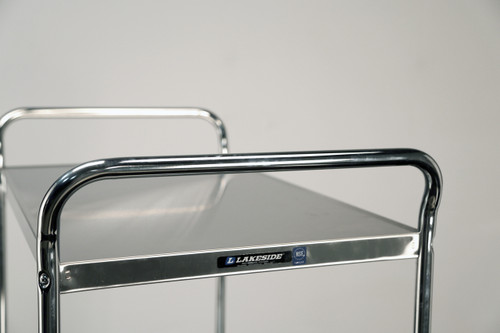 LAKESIDE UTILITY CARTS - STAINLESS STEEL TUBULAR MODEL - Medium Duty Cart, 2 Shelves, 17½"W x 27"L x 35¾"H, 500 lb Capacity, 4" Swivel Casters, Chrome Plated Legs/ Frame, 15½" x 24" Shelf, 18¾" Clearance