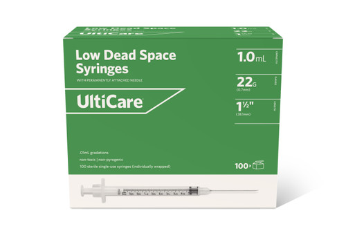 ULTIMED ULTICARE LOW DEAD SPACE NON-SAFETY SYRINGES - Syringe, Low Dead Space, 1mL, 22G x 1½", 100/bx (Item is on Manufacturer Backorder with an Expected Release Date to be March 2026)