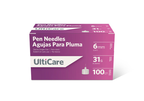 ULTIMED ULTICARE PEN NEEDLES - Pen Needle, 6mm Depth, 31G x ¼", 100/bx
