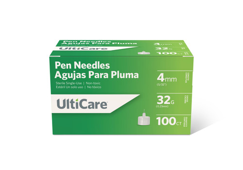 ULTIMED ULTICARE PEN NEEDLES - Pen Needle, 4mm Depth, 32G x 5/32", 100/bx