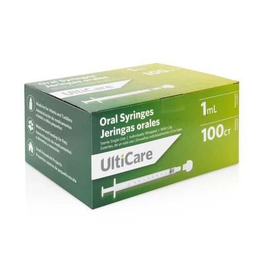 ULTIMED ORAL SYRINGES - UltiCare Oral Syringe, 1 mL, Sterile, Individually Wrapped,  with Cap, 100/bx, 18 bx/cs