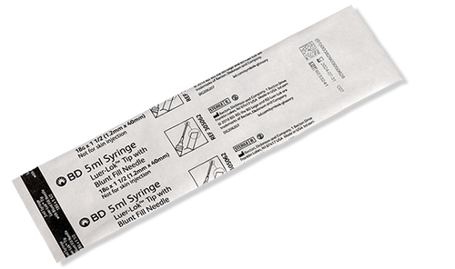 BD Syringe, 5mL , Blunt Fill Needle & Luer-Lok™ Tip, 18G x 1½", 100/bx, 4 bx/cs (Continental US Only) - 18G, 1½"