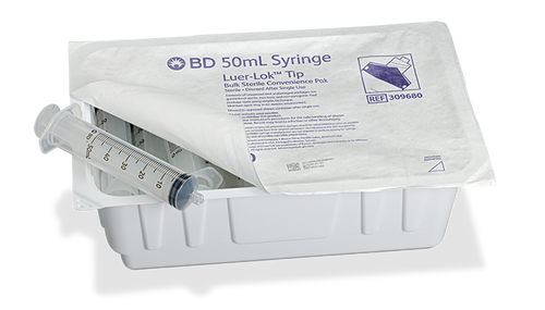 BD Syringe, 50mL, Luer-Lok™ Tip, Sterile Convenience Pack Tray, Latex Free (LF), 20 tray/pk, 6 pk/cs (Continental US Only)