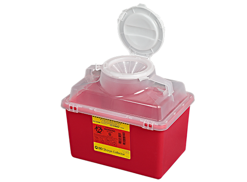 BD Sharps Collector, 14 Qt, Large Funnel Cap, Clear Top, 20/cs (Continental US Only)