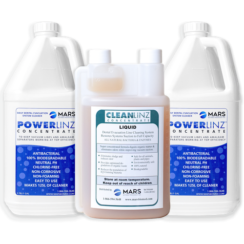 MARS LINZ 3 PACK LINZ 3 Pack Evacuation Line Cleaner, Includes: (1 - 32 oz.) CleanLINZ and (2 - 1 Gallon bottles) PowerLINZ. ( ONLY)