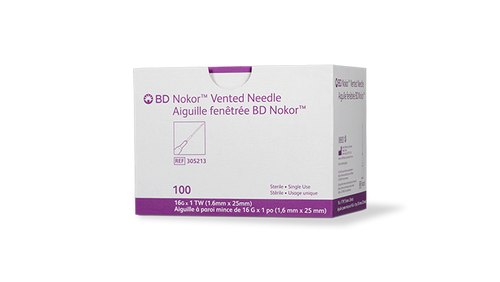 BD Needle, 18G x 1" Thin Wall, Non-Coring Vented, 100/bx, 10 bx/cs (Continental US Only) - 18G, 1"