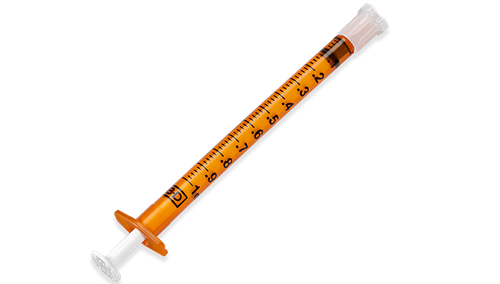 BD Oral Syringe, Amber, 1mL, Tip Cap, 100/pk, 5 pk/cs (Continental US Only)