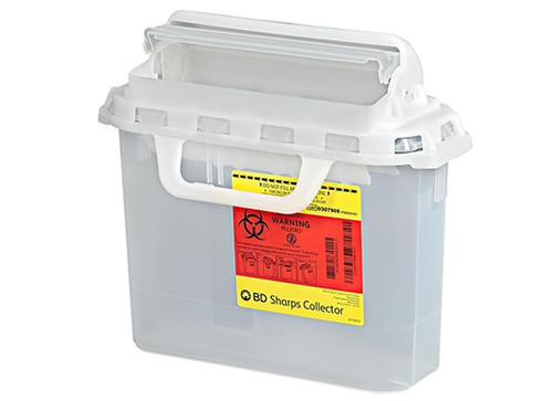 BD Sharps Collector, 5.4 Qt, Next Generation, Counter Balanced Door, Clear, 12/cs (Continental US Only) - Clear