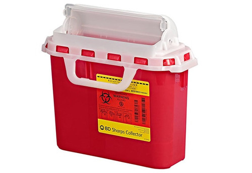 BD Sharps Collector, 5.4 Qt, Next Generation, Counter Balanced Door, Red, 12/cs (Continental US Only) - Red