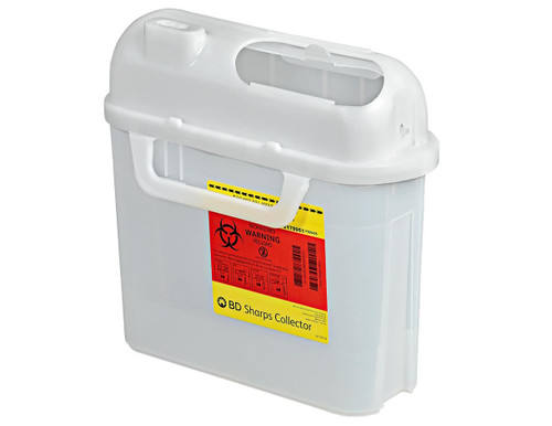 BD Sharps Collector, 5.4 Qt, Side Entry, Counter Balanced Door, Pearl, 12/cs (Continental US Only)
