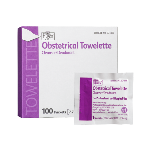 PDI HYGEA® OBSTETRICAL TOWELETTE Obstetrical Towelette, 7.75" x 5", 1/pk, 100 pk/bx, 10 bx/cs (63 cs/plt) (US Only)