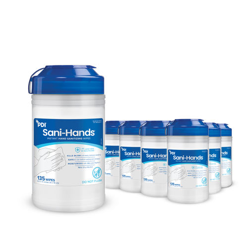 PDI SANI-HANDS® INSTANT HAND SANITIZING WIPES Instant Hand Sanitizing Wipe, Medium, 6" x 7½", 135/can, 12 can/cs (40 cs/plt) (026575) (US Only) (HAZMAT Fees Apply, cannot ship via Air or to AK, GU, HI, PR, VI)