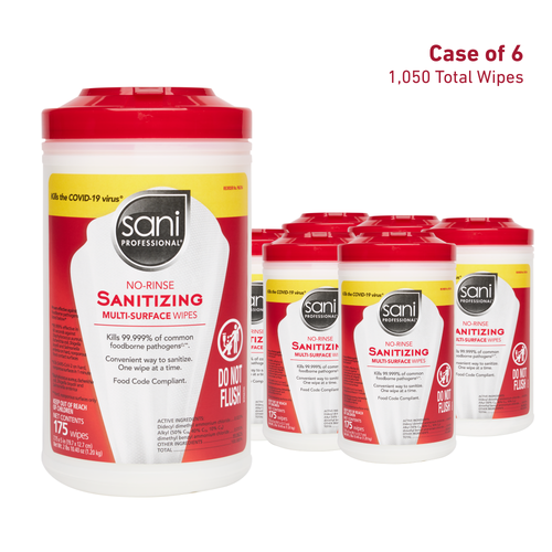PDI SANI-WIPE™ NON-RINSE FOOD CONTACT HARD-SURFACE SANITIZING WIPE Sanitizing Wipes, 7.75" x 5", 175/can, 6 can/cs (US Only)