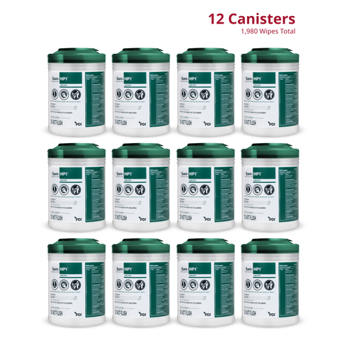 PDI SANI-HP1 GERMICIDAL WIPES Sani-HP1™ Germicidal Disinfection 1-minute Hydrogen Peroxide Disposable Wipes, Large Wipe 6"x9", 165/CN, 12 CN/CS (US Only Excluding: Hawaii)
