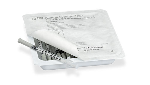 1 mL BD® Allergy Syringe with Permanently Attached 27 G x 3/8 in. Intradermal Bevel Needle