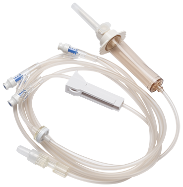 BD Gravity Set, Check Valve Roller Clamp, (3) SmartSite Needle-Free Valves 9", 41" and 86" from 2-Piece Male Luer Lock, 20 Drops/L, 104", 17ml PV, Sterile, 100/cs (Continental US Only) - 9"