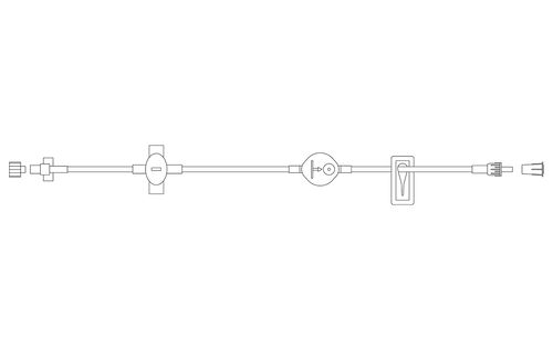 BD Alaris Syringe Module Set, Microbore, Pressure Sensing Disc, 0.2 Micron Small Volume Filter, Slide Clamp, Fixed Male Luer Lock, Not Made w/ DEHP, 60" Length, 1 ml PV, Sterile, 100/cs (Continental US Only) - 60"