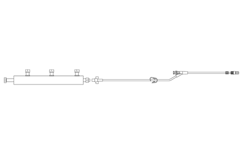 BD Extension Set, Pinch Clamp, 3 Port Manifold (3 One Way Valves), (1) SmartSite™ Needle-Free Valve 6" from 2-Piece Male Luer Lock, 43" Length, 8 ml PV, Sterile, 50/cs (Continental US Only) - 6"